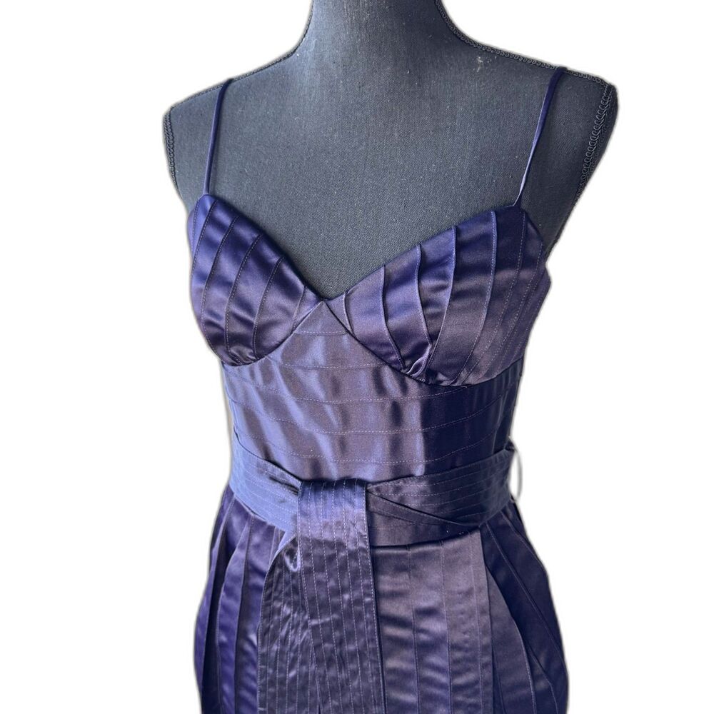 Size 8 Y2K vintage Betsey Johnson silk purple pencil dress (10425)